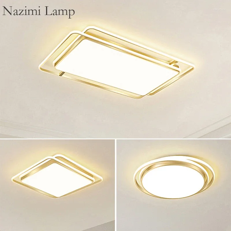 Luzes de teto modernas led luz luxo lâmpada ouro interior lustre iluminação decoração casa para sala estar quarto luminária