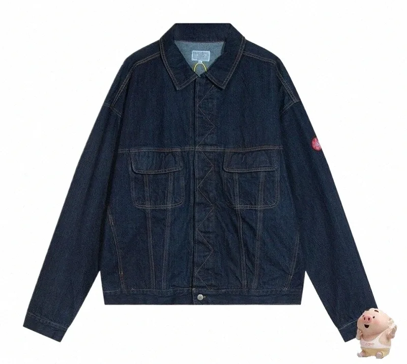 새로운 Cavempt Vintage Wed Blue Denim Jacket 남자 여자 Cav Emp Coat L9W4#