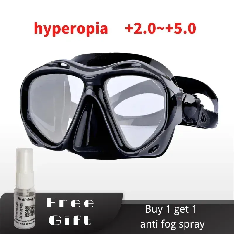 Farsighted Presbyopia Diving Mask med härdade glaslinser som läser hyperopi dykutrustning för män kvinnor 20 till 50 240321