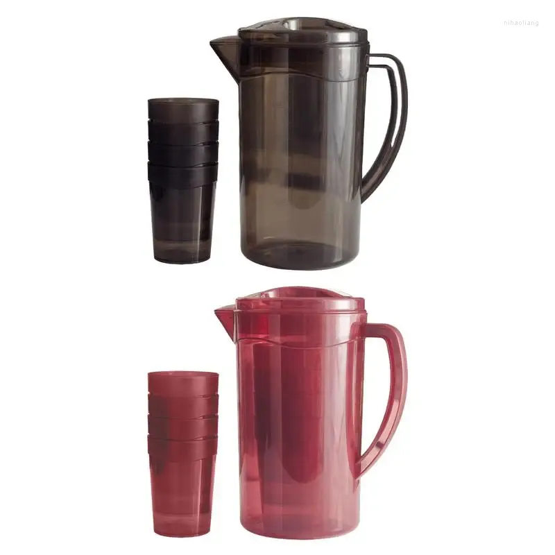 Hip Flasks Large Capacity Fruit Juice Milk Jug Cup Water Pitcher With Cups Cold Beverage Dispenser Refrigerator Accessories