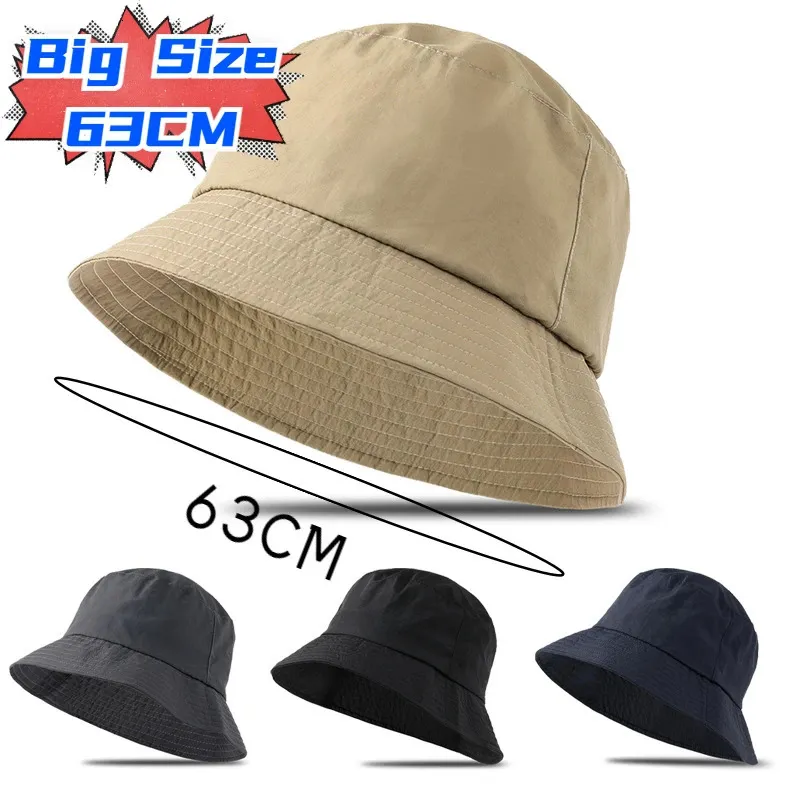 プラスサイズ63cmの男性バケツ帽子ビッグヘッドマン大きな太陽の帽子の女性空白漁師キャップサマー日焼け止めパナマ5658cm 6063cm 240318