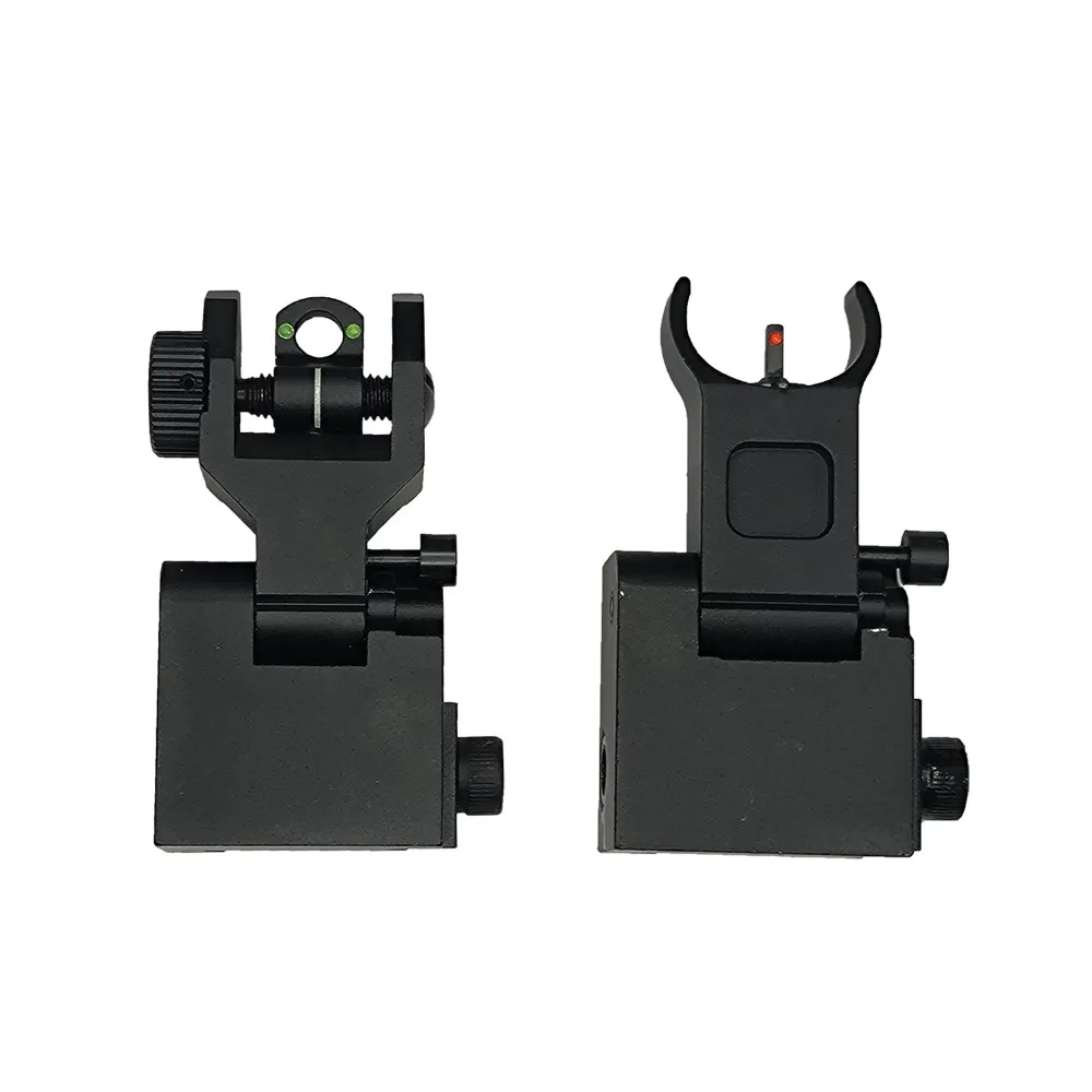 Mekanisk syn Airsoft Iron Sight Folding Machine Front och BACK CENTERING FIBER AR15 90 graders maskin syn