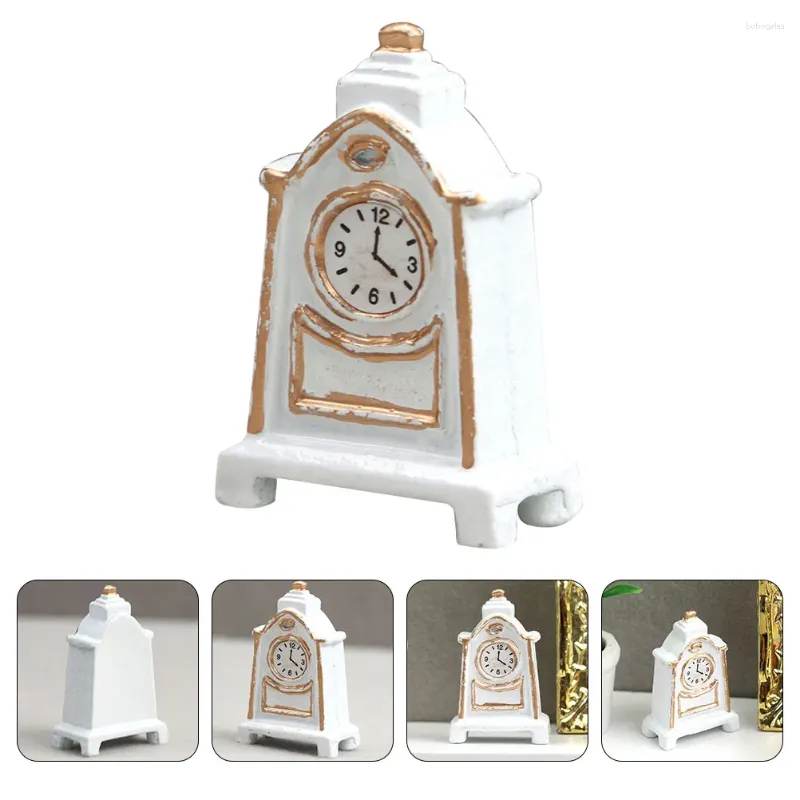 Table Clocks 1: 12 Miniature Vintage Clock Ornament Furniture Accessories Pendulum Model For Kids Birthday Gift