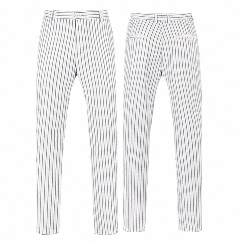 spring New Men's White Striped Suit Pants Busin Casual Trousers Large Size M-5XL 6XL Wedding Party Pantales Hombre 16qk#