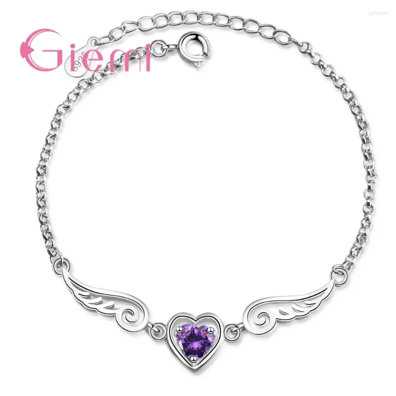 Link Bracelets Korean 925 Sterling Silver Cubic Zircon Chain Bangles & For Women Purple Charms Bracelet Femme Luxury Jewelry Gifts