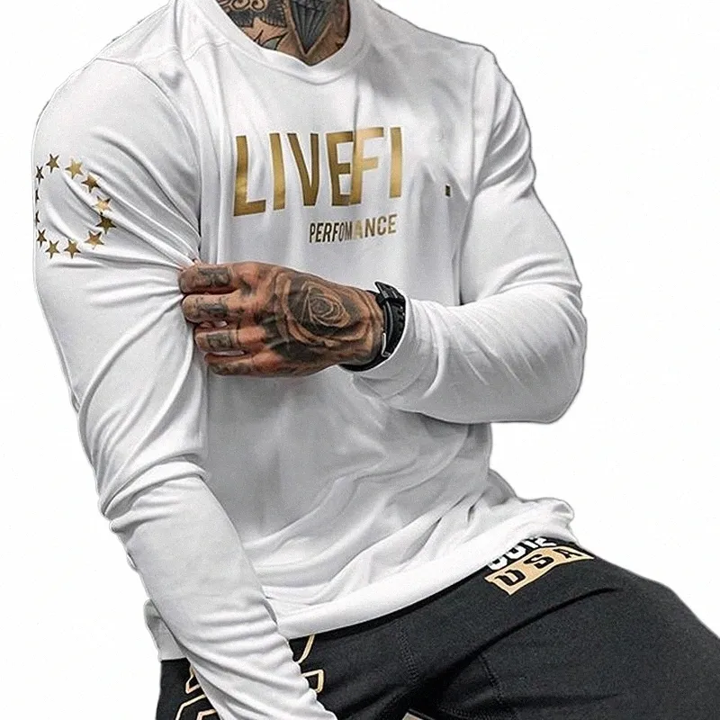 Männer Gym Lg Hülse T-Shirt Fitn Läuft Schnell Trocken Unterhemd Fi T O Neck Männliche Casual Kleidung Sweatshirts Tops 805Z #