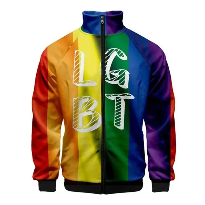 2024 LGBT Fi Rainbow Flag Pride Zipper Jacket, Casual Lesbians