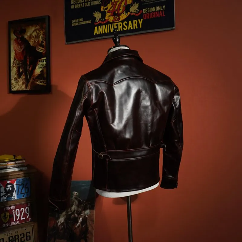 ジャケット・アウター 90s- horse hide leather jacket Mens Classic Genuine Leather Jacket Winter Vintage Black