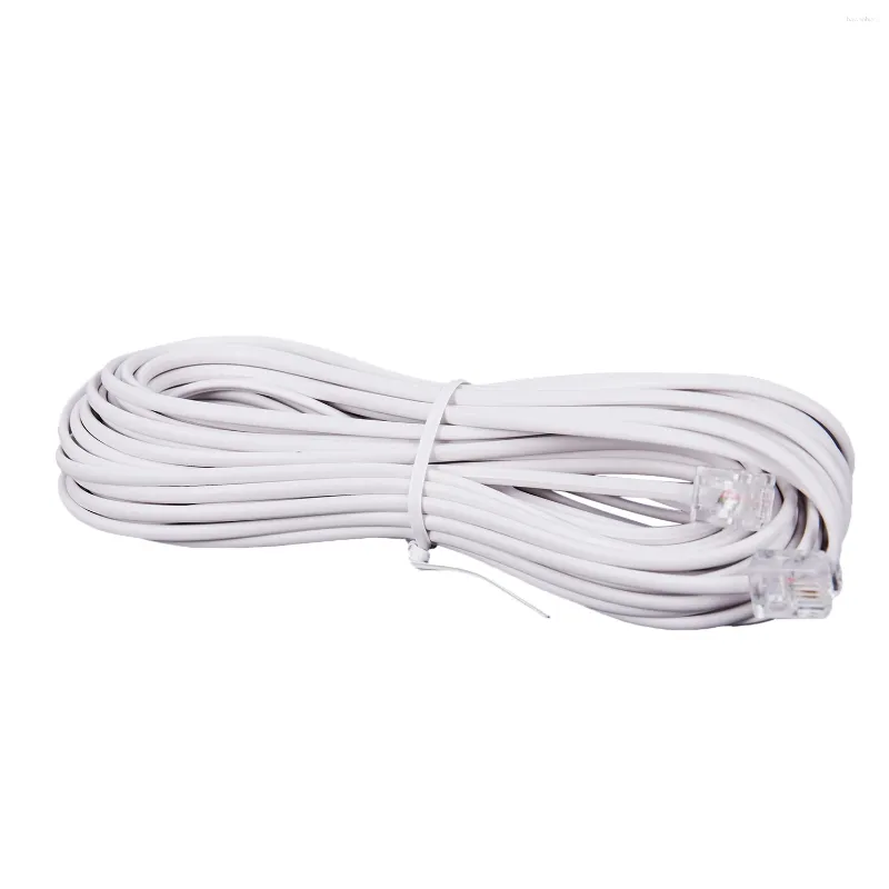 Cuillères 1pcs 10m RJ11 Câble d'extension de connecteur téléphonique Blanc