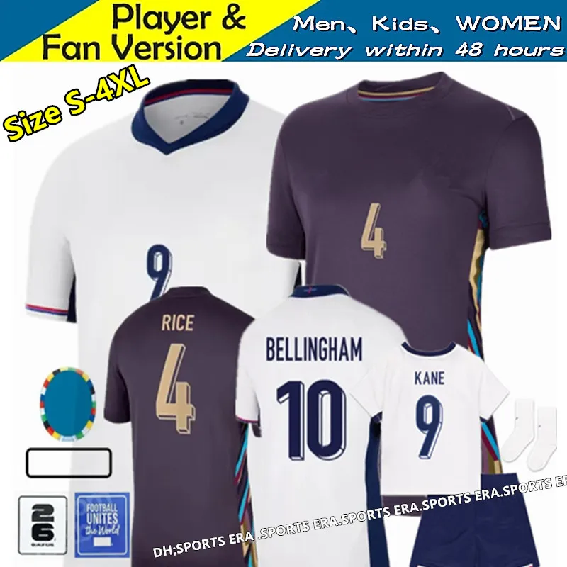 S-4XL 2024 Англия Еврокубок Футбольные майки BELLINGHAM KANE MOUNT SAKA STERLING GREALISH RASHFORD MAINOO 24 25 Национальная сборная Женщины Мужчины Дети полная форма Футбольная рубашка