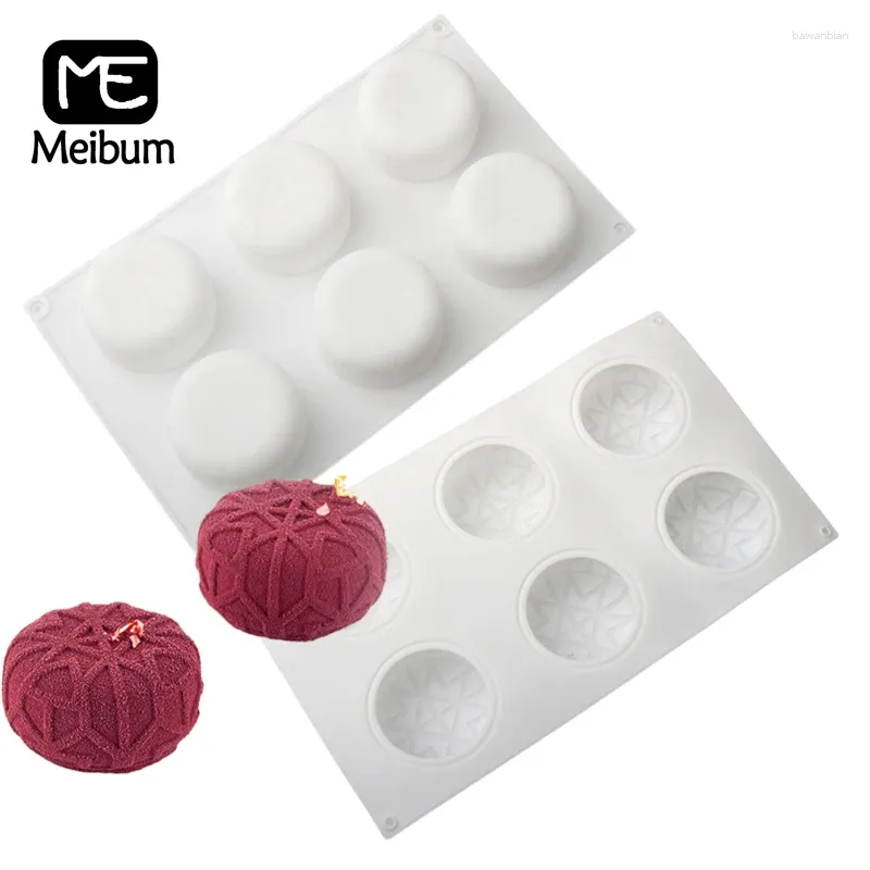 Baking Moulds Meibum 6 Cells Mistery Texture Silicone Cake Mold Non Stick Dessert Tools Food Grade Mousse Mould Kitchen Supplies