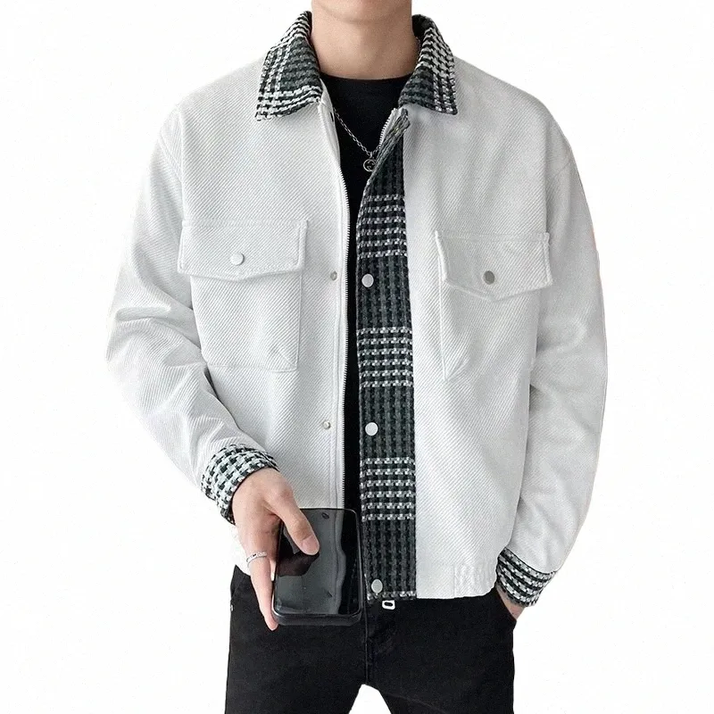 Automne Hommes Veste de haute qualité High Street Hip Hop Moto Uniformes Street Coat Coréen Fi Veste de poche à revers Nouveau 2023 O7Yy #