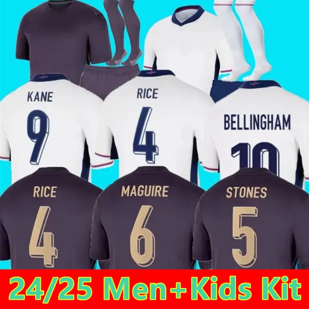 2024 2025 Angleterre Bellingham Kane Soccer Jerseys Grealish Rashford Mount Mount Foden Saka 24 25ナショナルフットボールシャツメンズキッズキットユニフォームイングランドトリッピエ