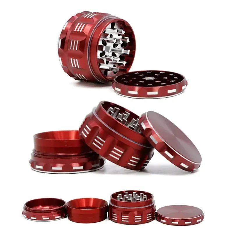 New Grinder Cool Design 63mm Diameter Grinders Aluminum Alloy Grade A 4 Layers Herb Grinders Polygon Herb Grinder Flat Pattern In Stock Wholesale