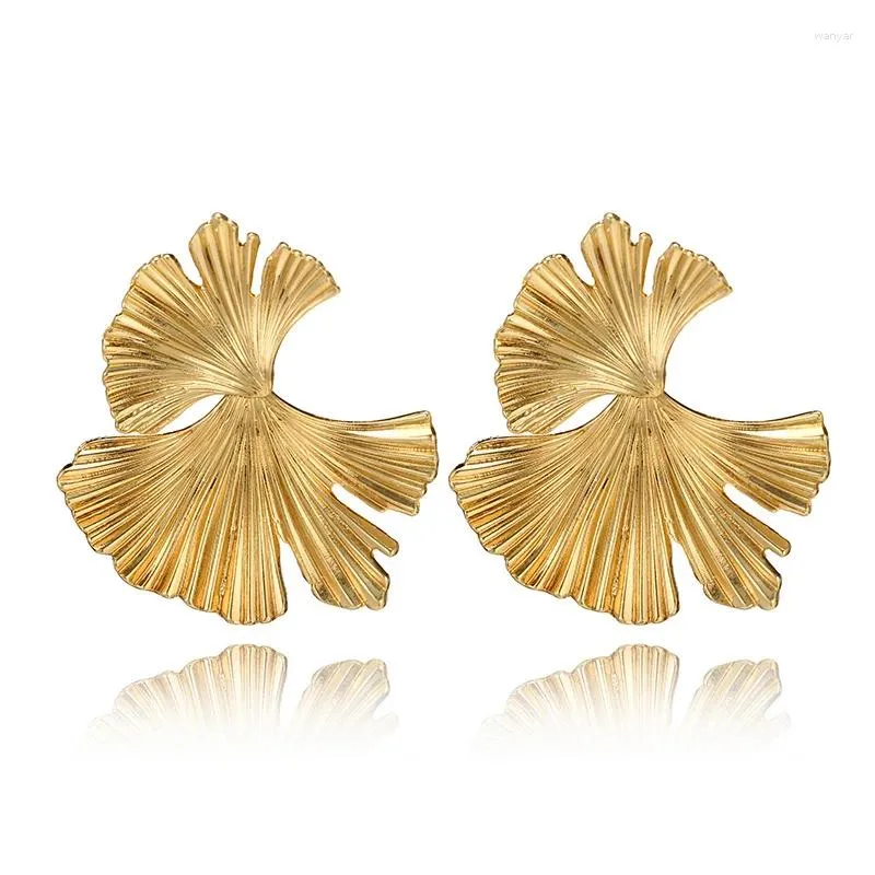 Kolczyki Dangle Bohemian geometryczne złoto kolor Ginkgo biloba liść kształt kształt fors dla kobiet stwierdzenie kolczyka akcesoria biżuterii punk