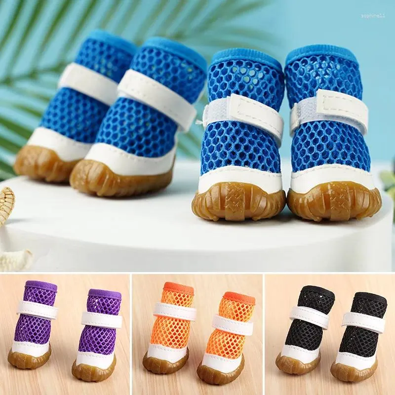 Dog Apparel Pet Shoes Hollow Puppy Chihuahua Breathable Mesh Sandals For Small Mid Large Dogs Boots 2Pcs