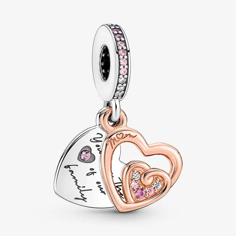 Pandoras – ensemble de breloques de luxe en argent Sterling 925, cœurs infinis entrelacés, double pendentif, fabrication de bracelets, breloques de créateur, pendentif, boîte cadeau originale