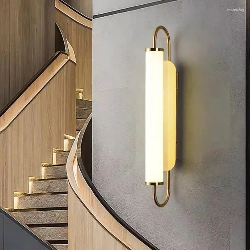 Wall Lamp Nordic Minimalist Long Strip Led Iron Gold Acrylic Bedroom Bedside Living Room El Restaurant Indoor Lighting