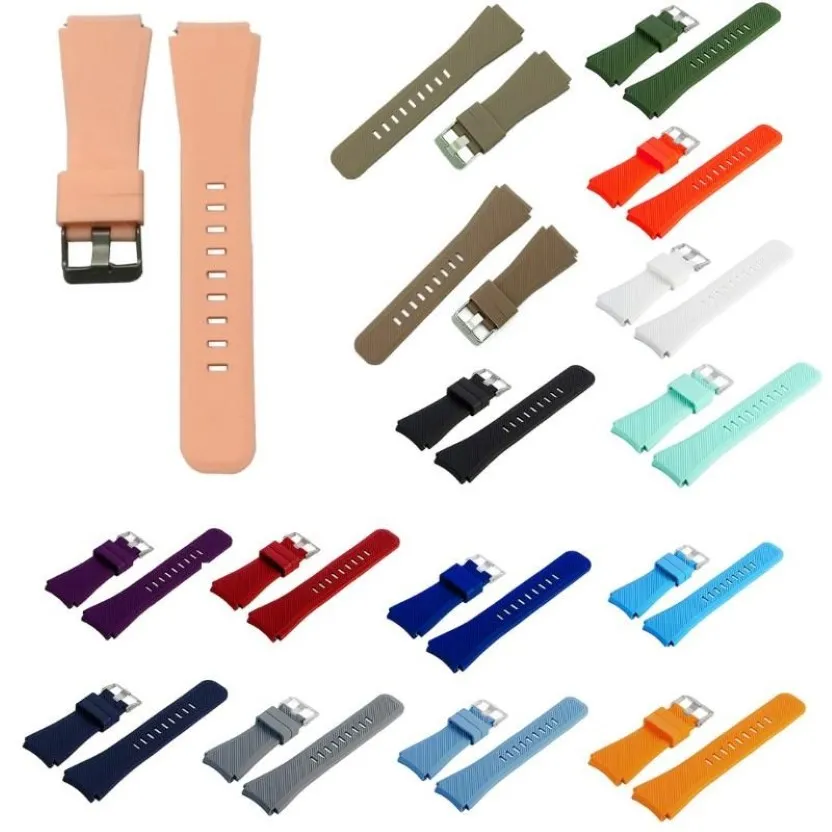 Cinturini per orologi Cinturino in silicone per Gear S3 Frontier Classic Nero Colori puri Sostituzione 22mm2959