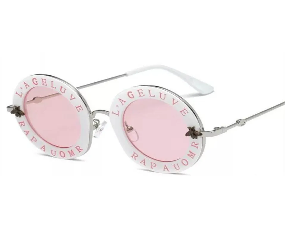 2020 products Bee designer luxury women sunglasses pink fashion round letter pattern vintage retro metal frame mens sunglasses4209260