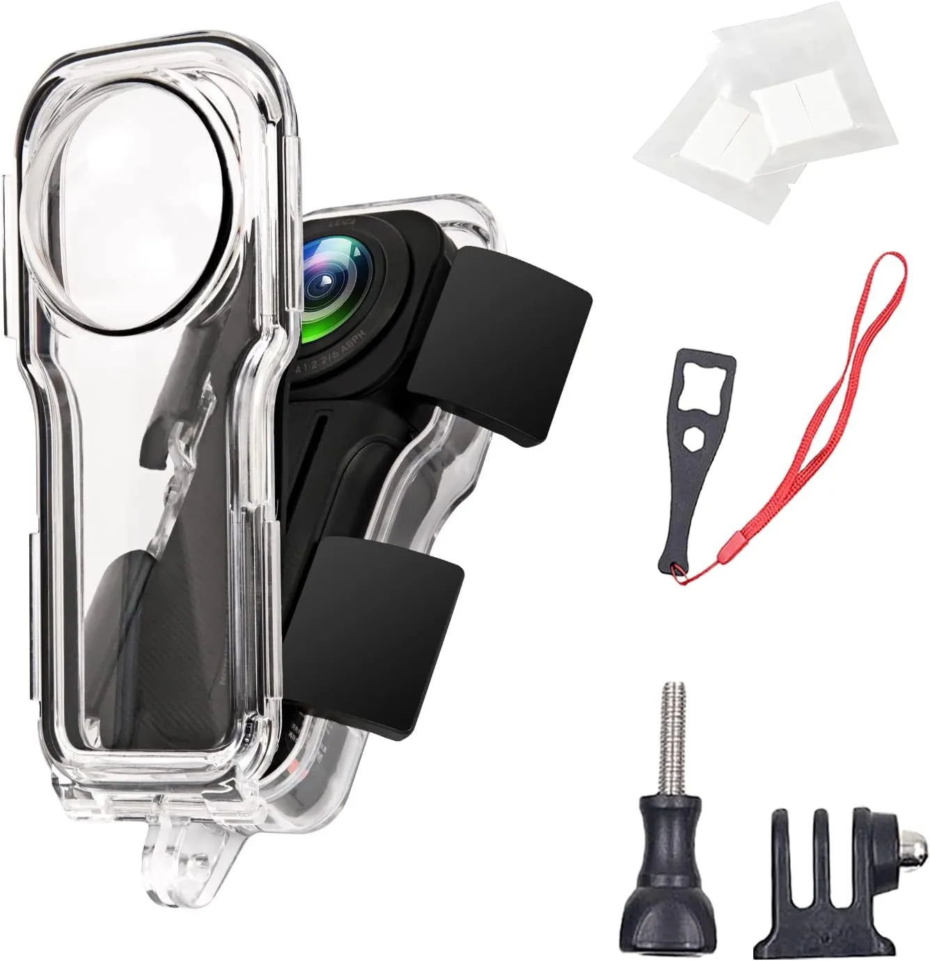 Waterproof Case for Insta360 One RS 1-Inch 360 Edition,Underwater Diving Protective Housing 40M with Invisible base-12 pcs Anti Fog Slice Accessories