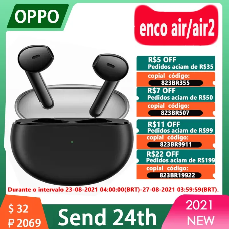 Ohrhörer Originaler Ohrhörer Oppo Enco Air / Enc Air 2 Wireless Bluetooth -Ohrhörer BT 5.2 Audio TWS Headset 12mm Dynamik