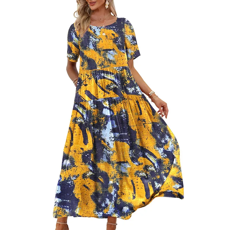 Abiti per donna Plus Size Domans Designer Skirt Skirt Summer Bohémien Long Women Floral Stampa Floral Beach Dress Midi Abito elegante Pocche sciolte eleganti