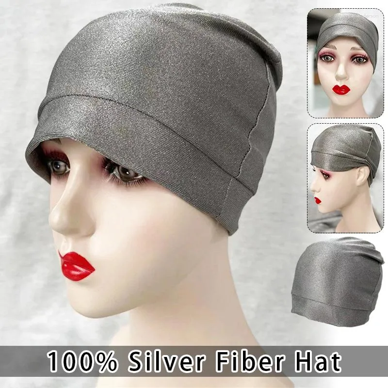 BERETS UNISEX ANTI RADIATION CAP SILVER FIBER携帯電話EMF保護プルオーバーハット電磁シールドビーニー