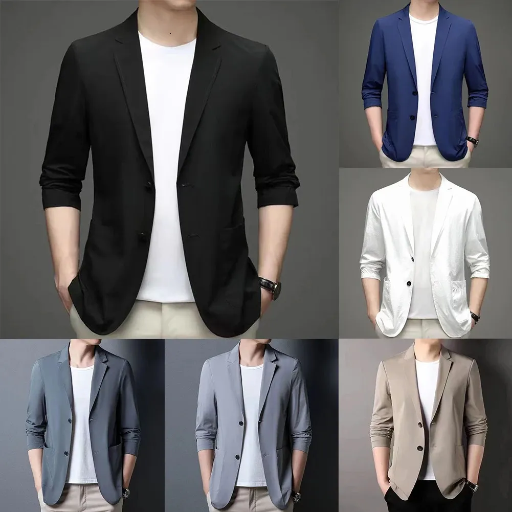 Mens Formal Suit Jacket Wedding Party Dress Business Work Button Top Herr Jacket Intelligent Casual Mens Suit Jacket 240327