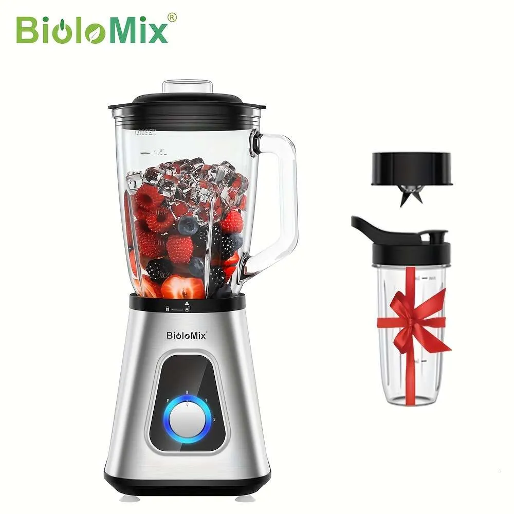 Biolomix 1300W Smoothie Blender Pot en verre de 1,5 L - Mélangeurs personnels Combo pour boissons aux fruits et sauces surgelées