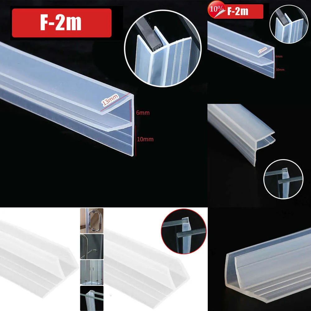 2024 2M Badduschdörr Seal Strip för skärmar Dörrar F Formtätning Remsa duschglasdörrtätningar Gaps badrumstillbehör