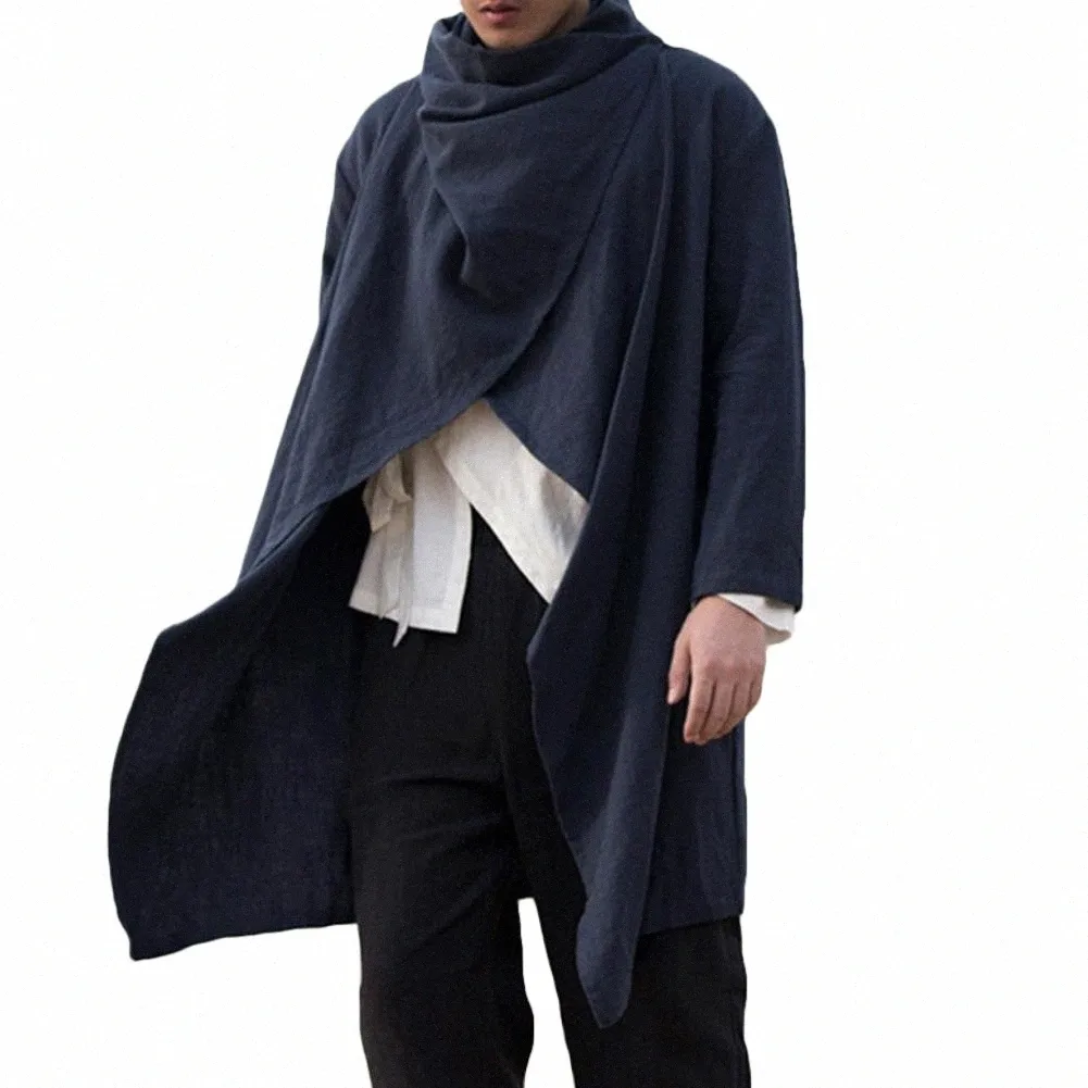 Fi Men Spring Spring Gothic Lg Sleeve Cloak Stage Costume Hiphop Cape Shawl Shawl Midi Cardigan Coat Trench Jackets R7zf#