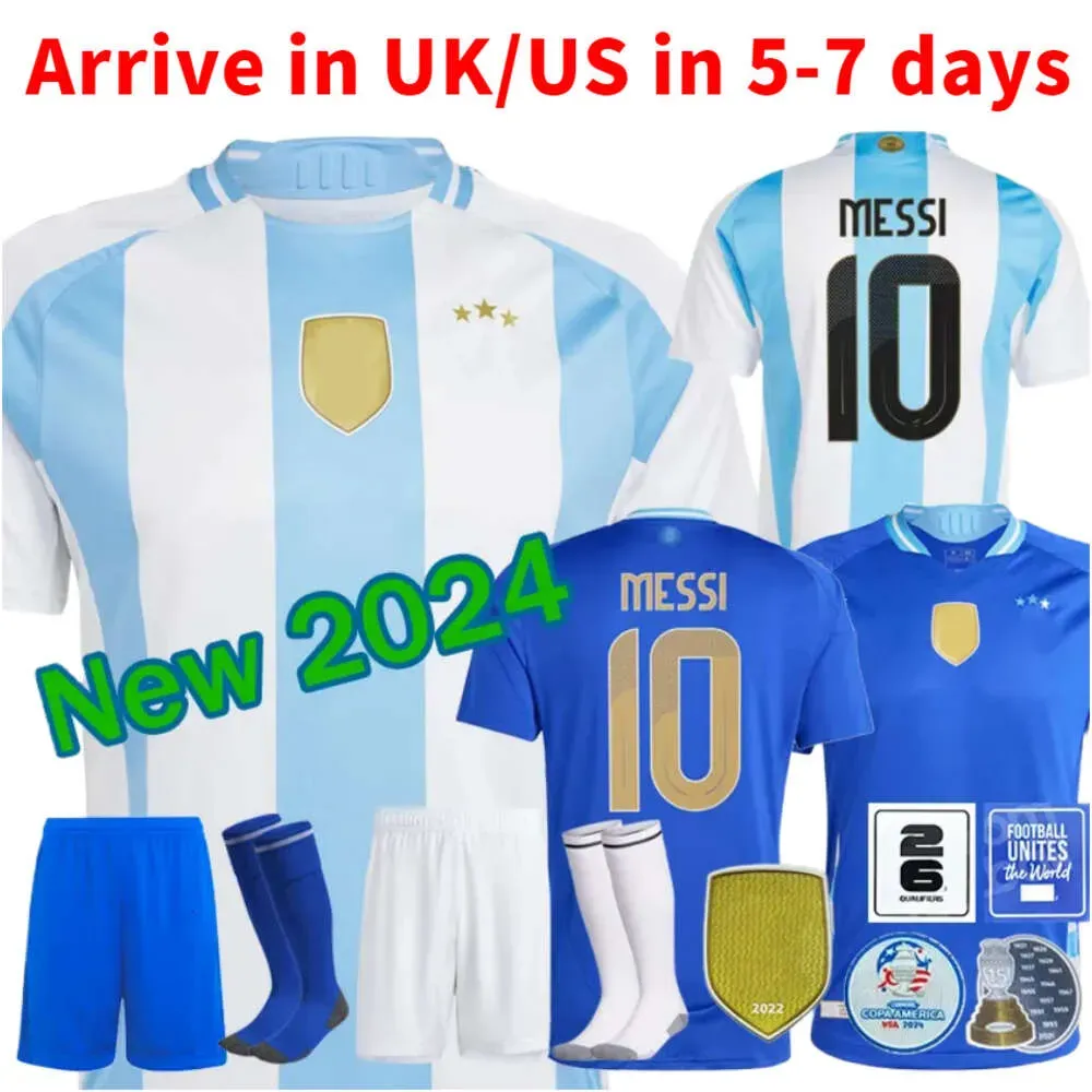 Argentyna 3 gwiazdki koszulki piłkarskie pamiątkowe fanów Wersja Messis Dybala di Maria Martinez de Paul Maradona Kit Kit Men Men 2024 Copa America Cup Camisetas