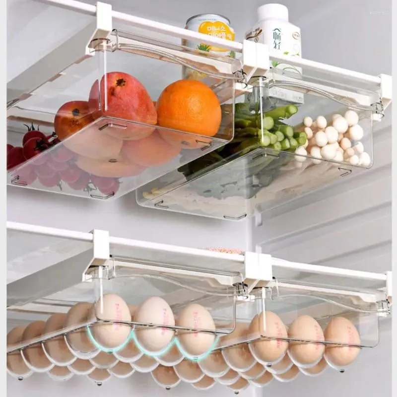 Depolama Şişeleri Boyut Alan Tasarruf Ayarlanabilir Yumurta Organizatörü Plastik Buzdolabı Buzdolabı Çekmece Konteyner Kutuları