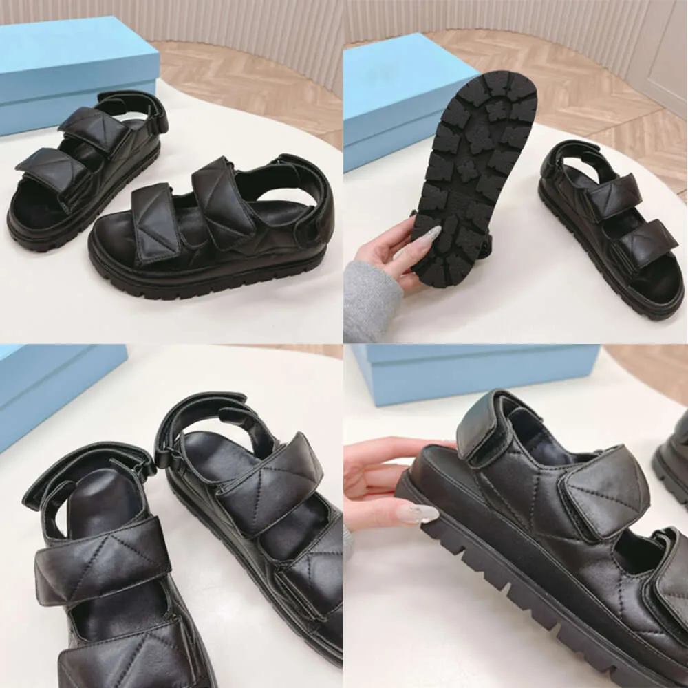 Designer damesslippers gewatteerd nappaleer sandalen zomer luxe dikke stranddia's 538