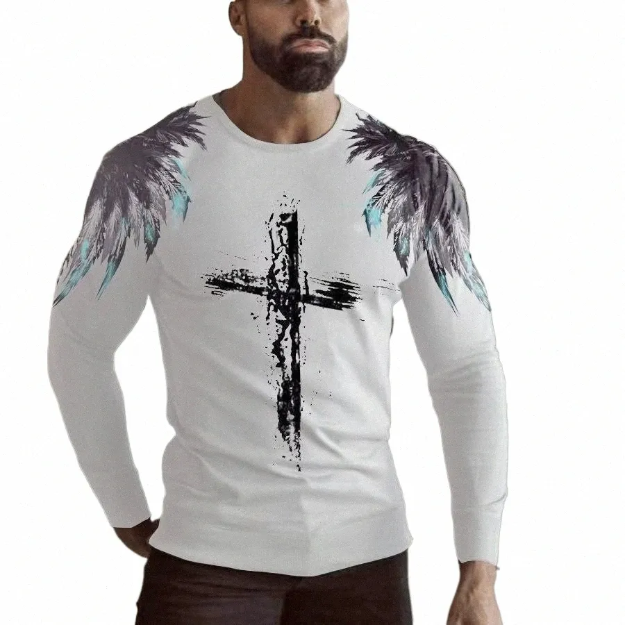 2023 Spring och Autumn New Men's Large LG Sleeve T-Shirt 3D Digital Printing Fi Round Neck Top I6OG#