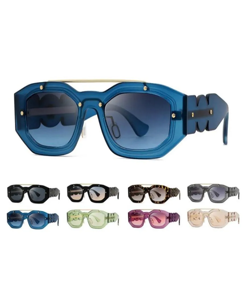 Солнцезащитные очки Дизайнерские женские и мужские двойные переносицы с тонированными линзами UV400, прямоугольные в том же стиле с золотой головкой, солнцезащитные очки, солнцезащитные очки1408553