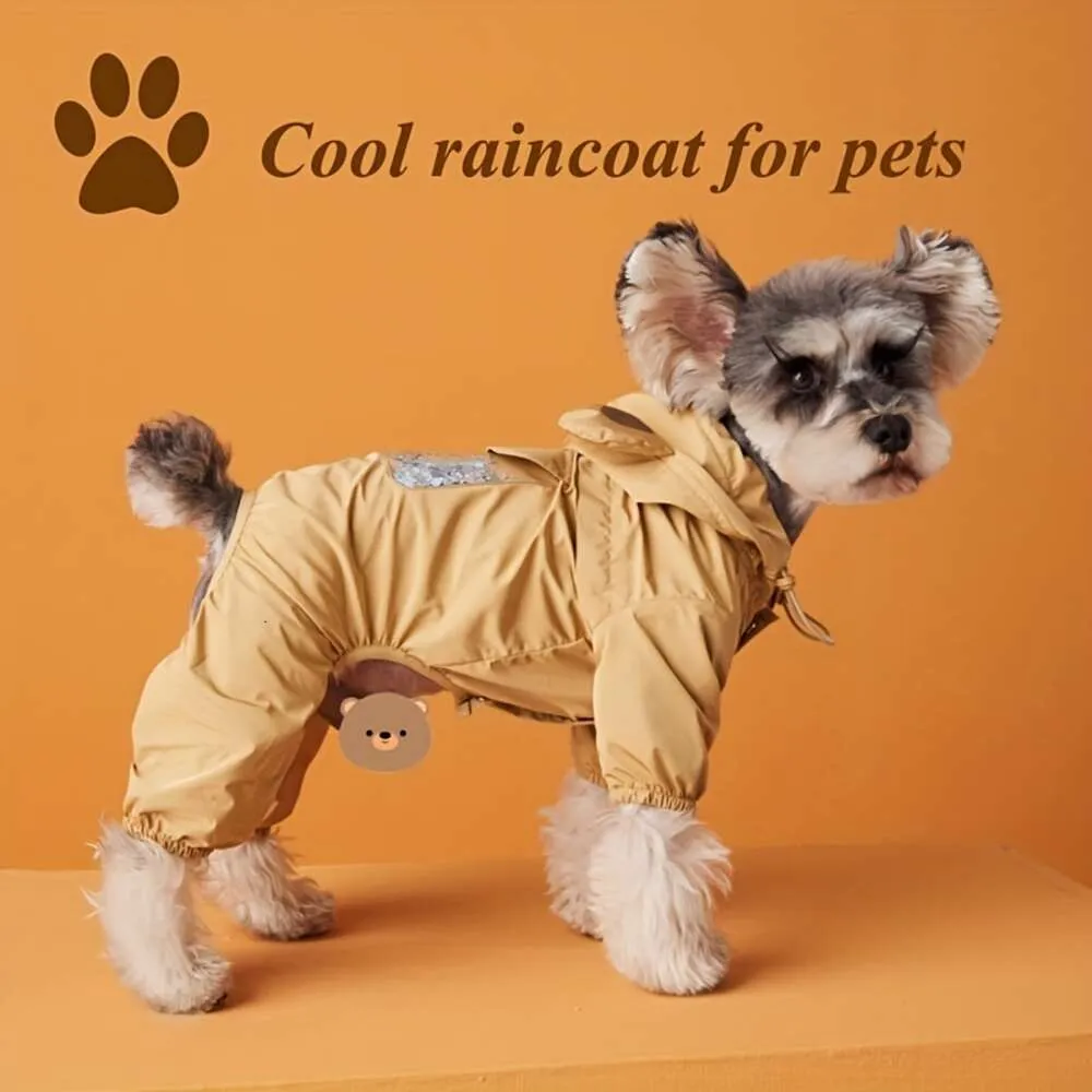 1pc capa de chuva para cães com orelhas, estilo urso, roupas fofas à prova d'água para animais de estimação cães pequenos e médios para dias chuvosos