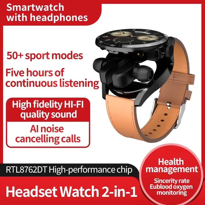 Watches 2023 GT5 Buds Smart Watch Bracelet 2in1 TWS Wireless Earbuds Heart Rate Blood Pressure Sports Waterproof Smartwatch For Huawei