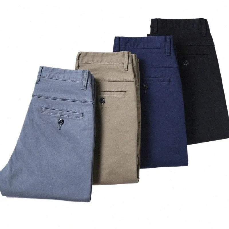 Ropa de lujo para hombres Pantalones casuales Hombres Cott Slim Striaight Chinos Fi Pantalones Hombre Fi Marca Pantalones básicos para hombre 2023 03CG #