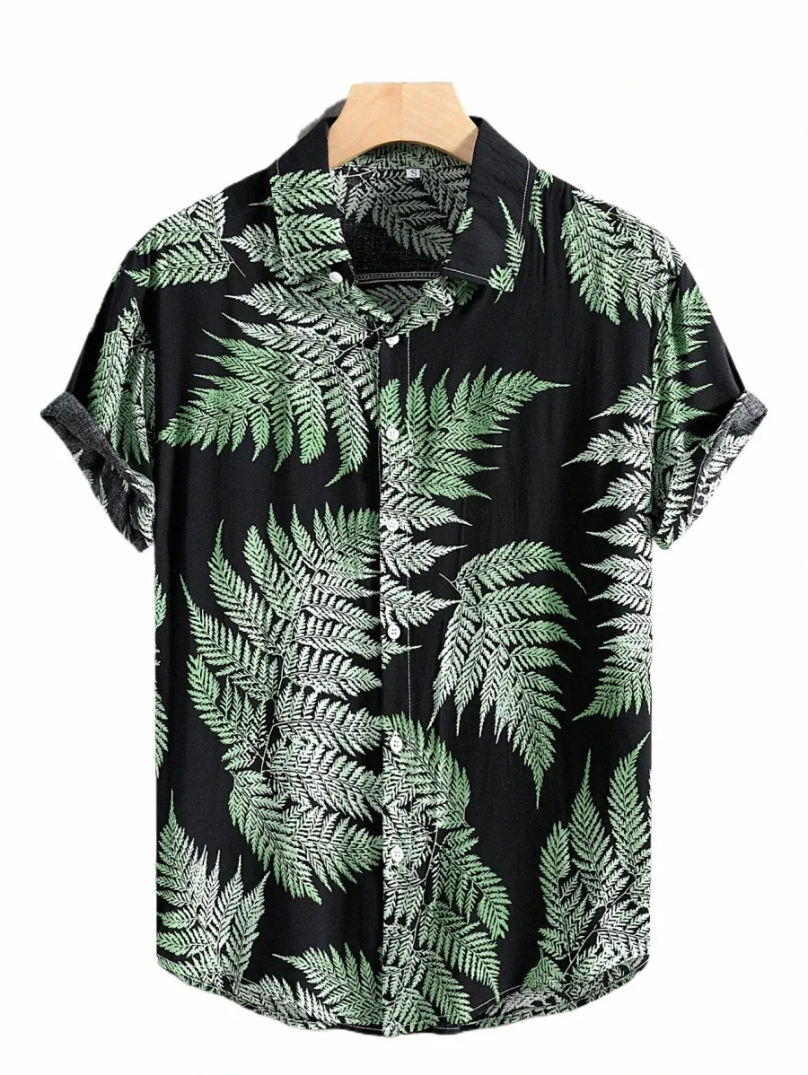 Camicia a maniche corte stampata digitale Fi da uomo 2024 Camicia stampata hawaiana da uomo E1dI #