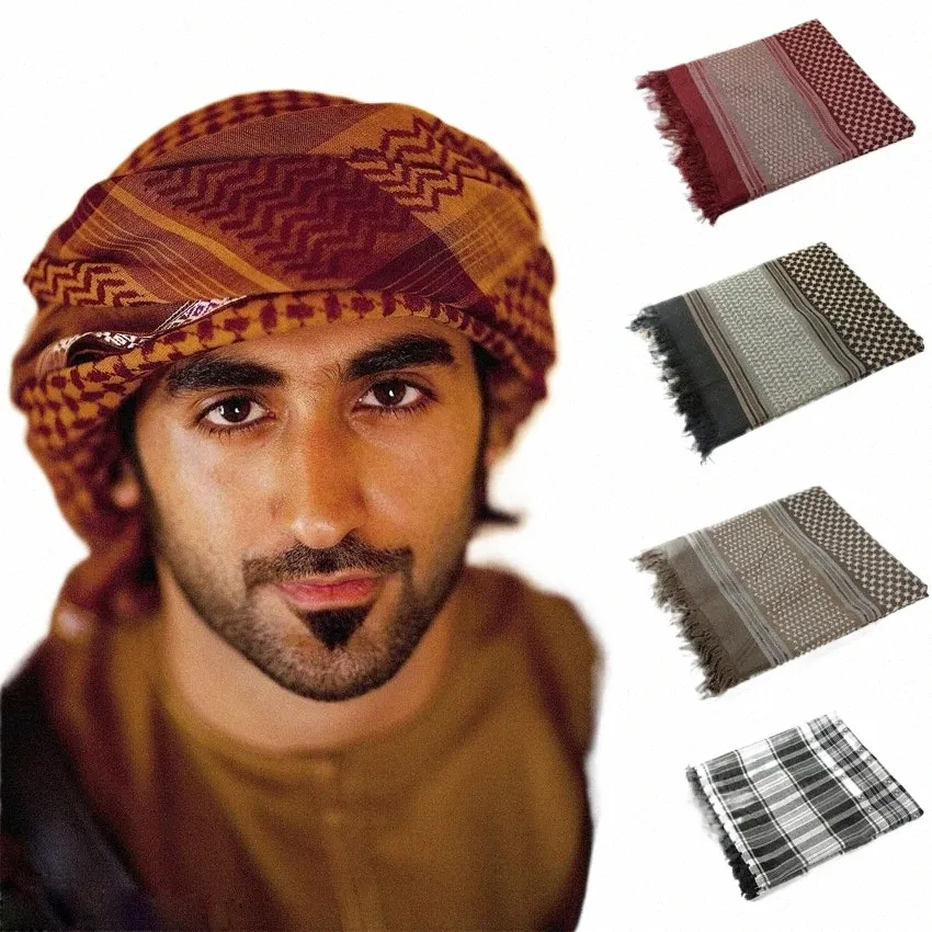 Homens Lenço de Cabeça Muçulmano Árabe Saudita Dubai Traditial Vestuário Islâmico Masculino Lenço Hijab Xadrez Turbante Shemagh Gutra Oração Desgaste H0c8 #