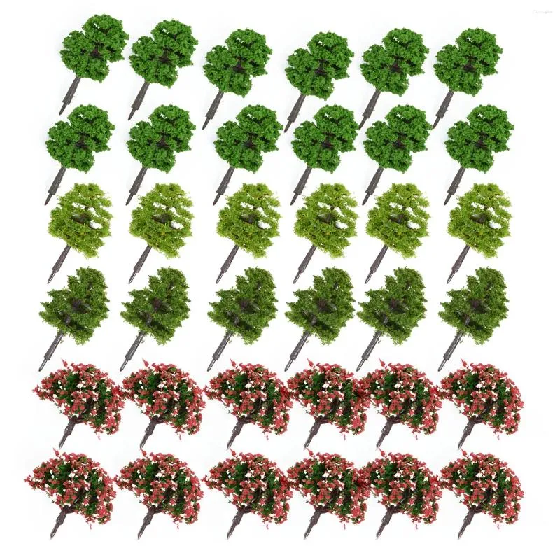 Dekorativa blommor 70st mini trädmodell dekoration simulerad för järnvägsgata sandbord landskapsarkitektur layout skrivbordsdekor barn leksak