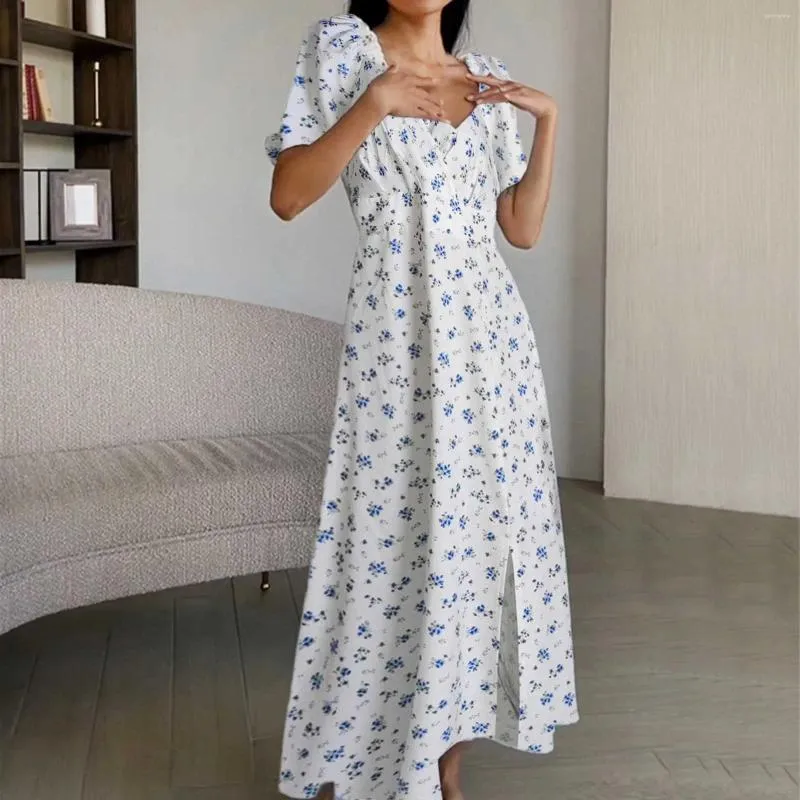 French Floral Print Chiffon Maxi Dress for Juniors with Natural Waistline  and Short Flutter Sleeves from Dhgate Basic & Casual Dresses - price 28.57