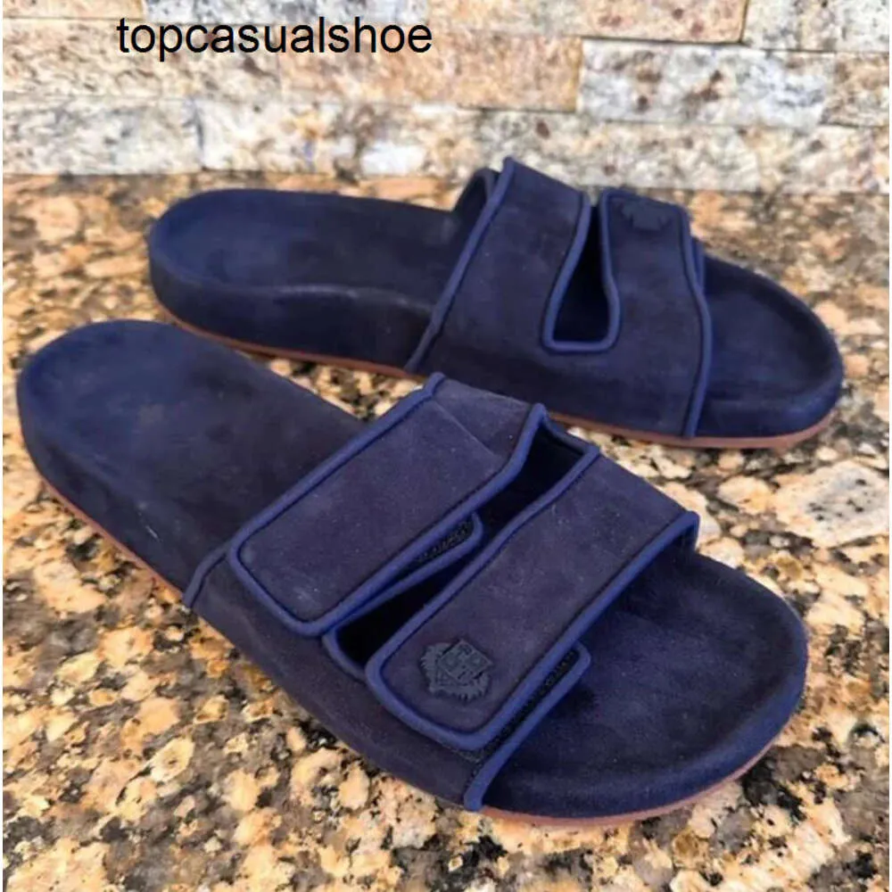 Loro piano lp lorospianasl pantoufle femme hommes décontractés waikiki sangle sandale slip-on en cuir en cuir en daim chèvre