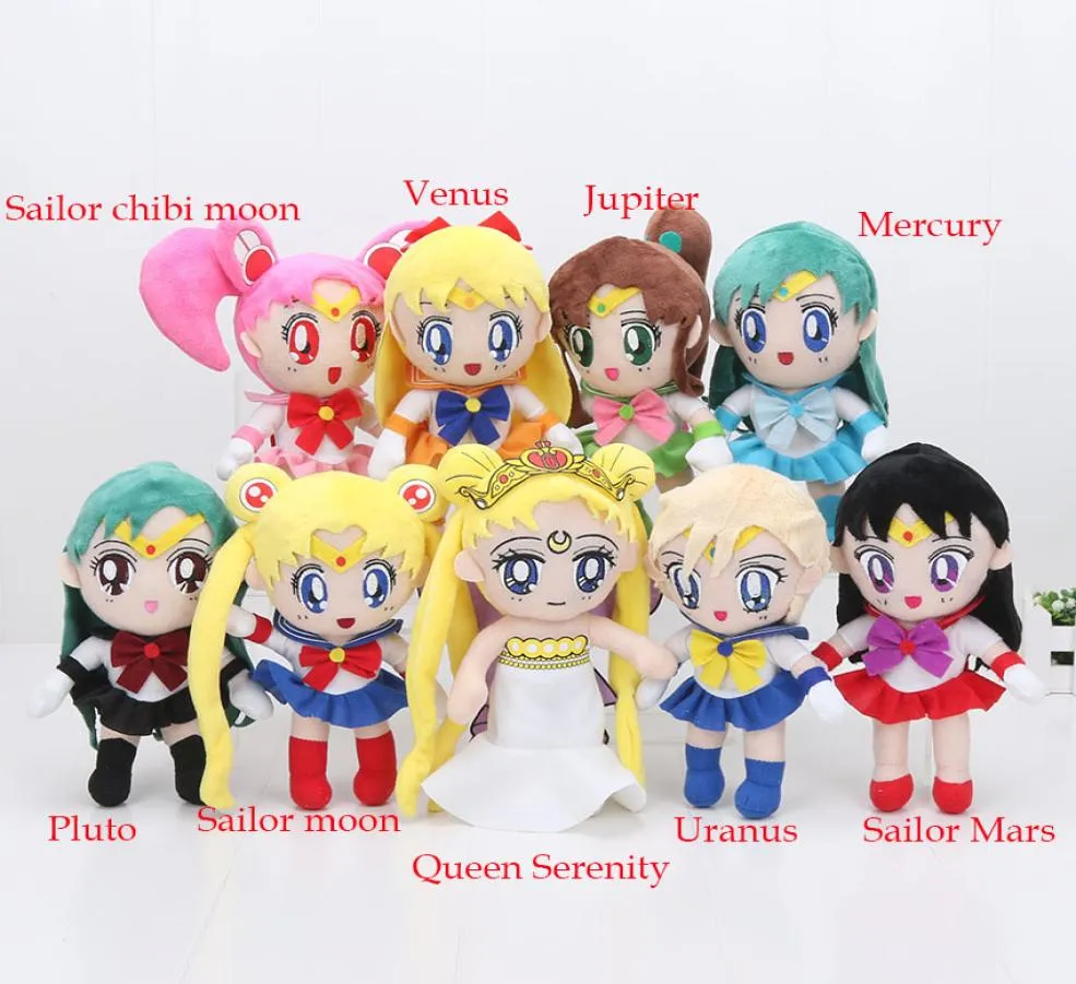 Sailor Moon Plush Doll 2022cm Queen Serenity Sailor Chinbi Moon Venus Jupiter Mercury Uranus Pluto Mars fylld plysch Toy5834192