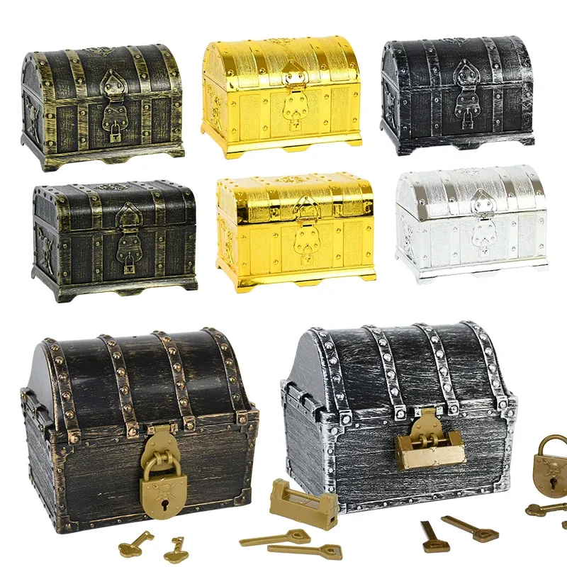 Bacs pirate thème trésor coffre pirate treasure box rangement gold coins gems bijoux coffre pour halloween fête faveur cadeau d'anniversaire