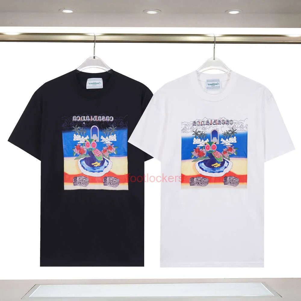 デザイナーのポロカサブランカTシャツメンズ新しい24春/夏フクロウ半袖プリントパーソナライズされたラウンドネック半袖Tシャツ