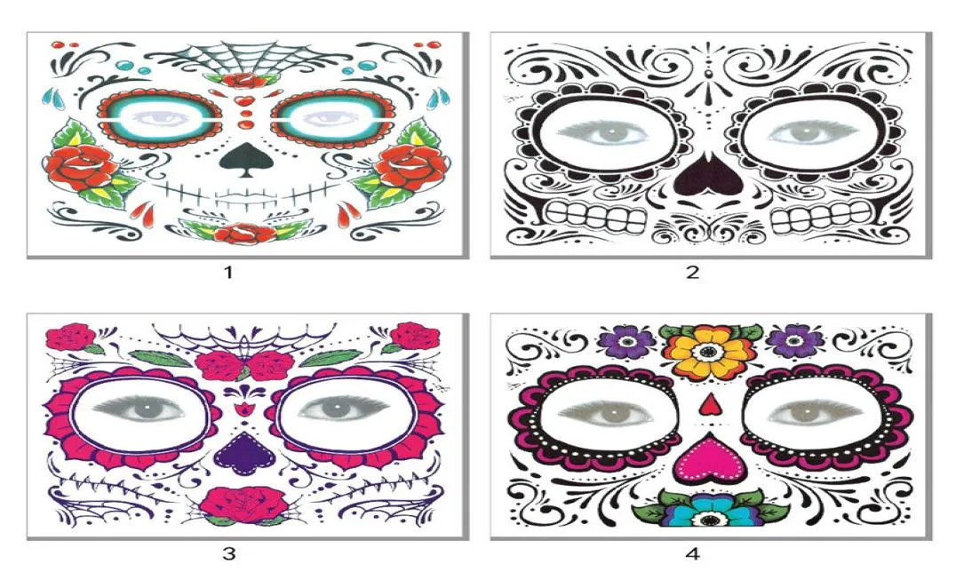 Christmas Party Facial Day of the Dead Faced Tattoo Halloween och Masquerade Ball Måste Pretty Sticker Waterproof2650616