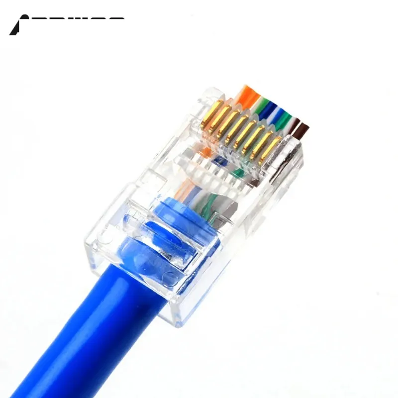 20/50/100st RJ45-kontakt 6U Gold PlatedPass via Ethernet Cables Modul Plug Network RJ-45 Crystal Heads Cat5 Cat5e